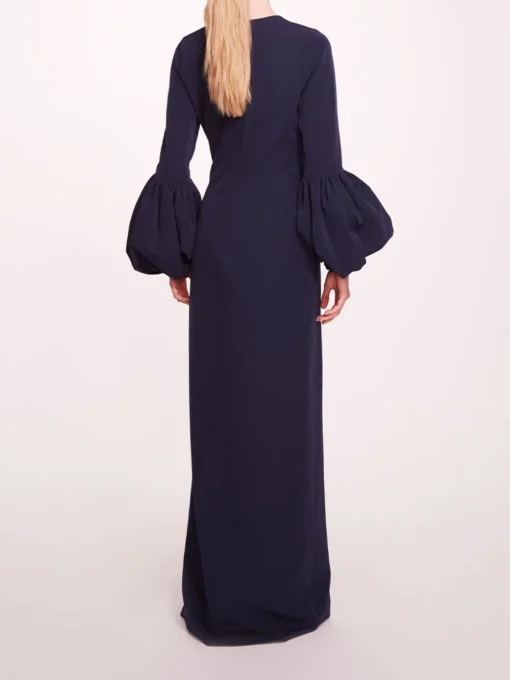Puffed Sleeve Column Gown