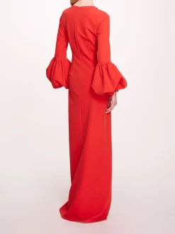 Puffed Sleeve Column Gown