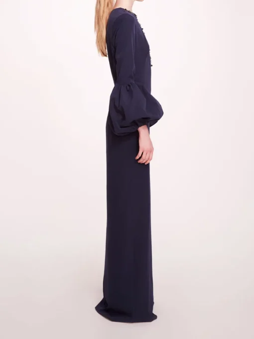 Puffed Sleeve Column Gown