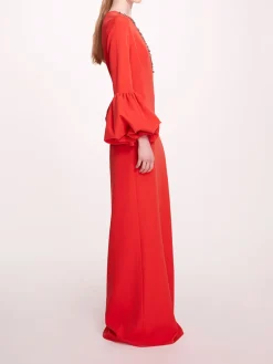 Puffed Sleeve Column Gown