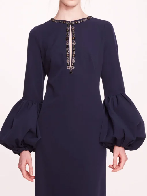 Puffed Sleeve Column Gown