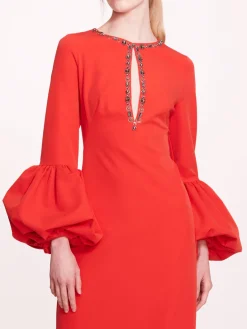 Puffed Sleeve Column Gown