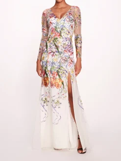 Ribbons Long Sleeve Gown