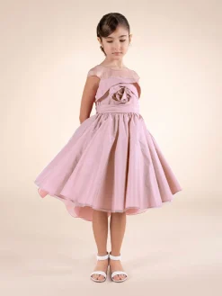 Rose Detail Taffeta Gown