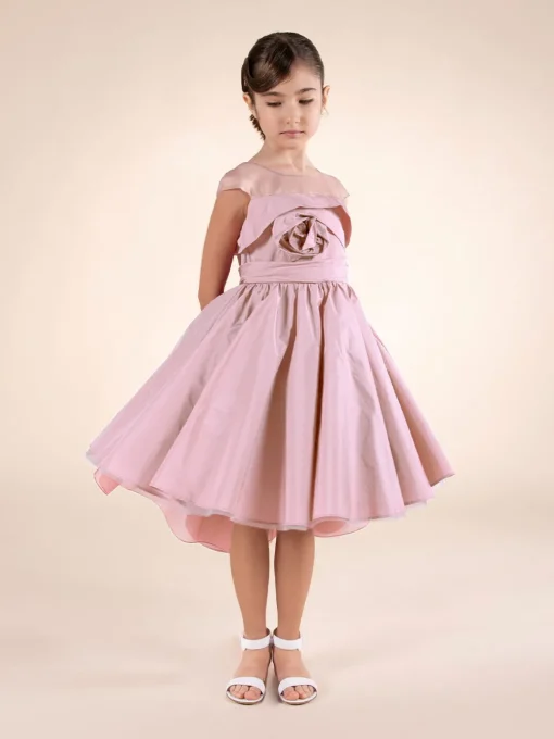 Rose Detail Taffeta Gown