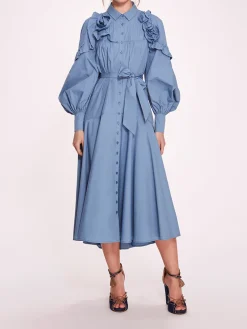 Rosette Ruffle Midi Dress