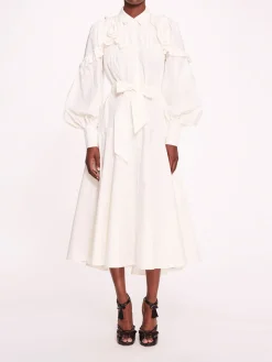 Rosette Ruffle Midi Dress