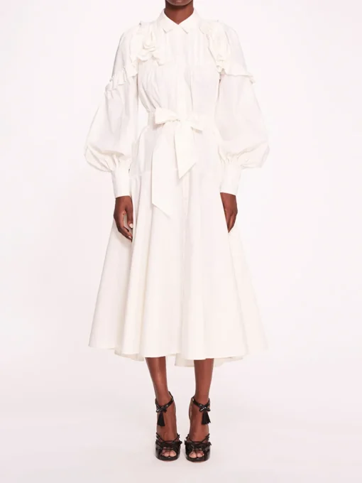 Rosette Ruffle Midi Dress
