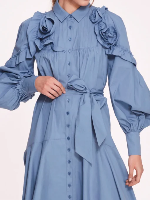 Rosette Ruffle Midi Dress