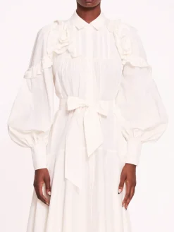 Rosette Ruffle Midi Dress