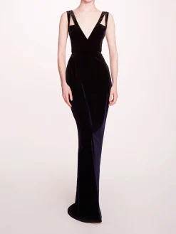 Sleeveless Velvet Column Gown