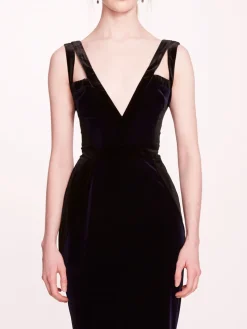 Sleeveless Velvet Column Gown