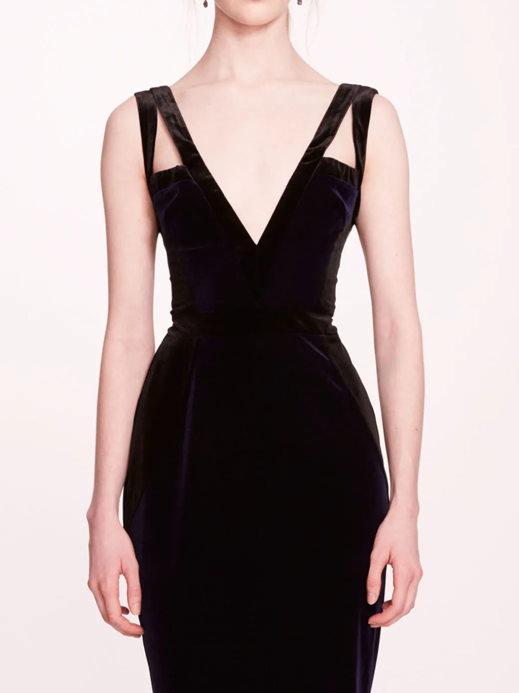 Sleeveless Velvet Column Gown