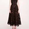 Strapless Corded Midi Dress