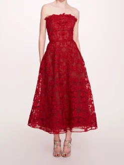 Strapless Corded Midi Dress