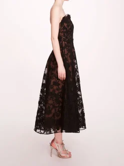 Strapless Corded Midi Dress