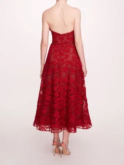 Strapless Corded Midi Dress
