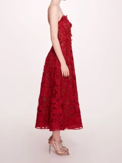 Strapless Corded Midi Dress