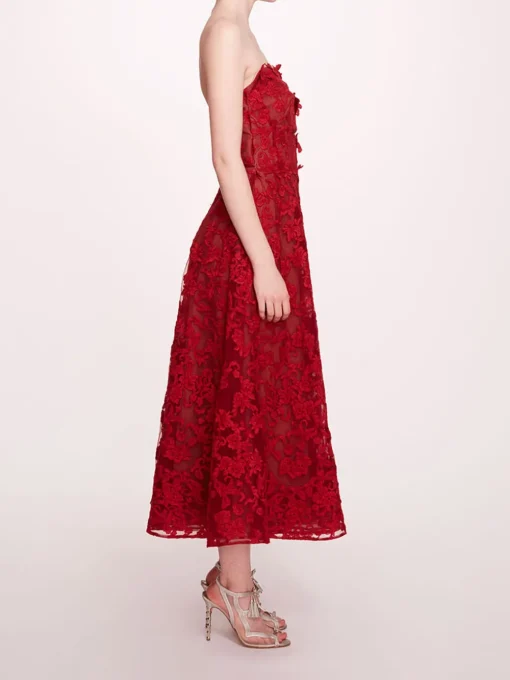 Strapless Corded Midi Dress