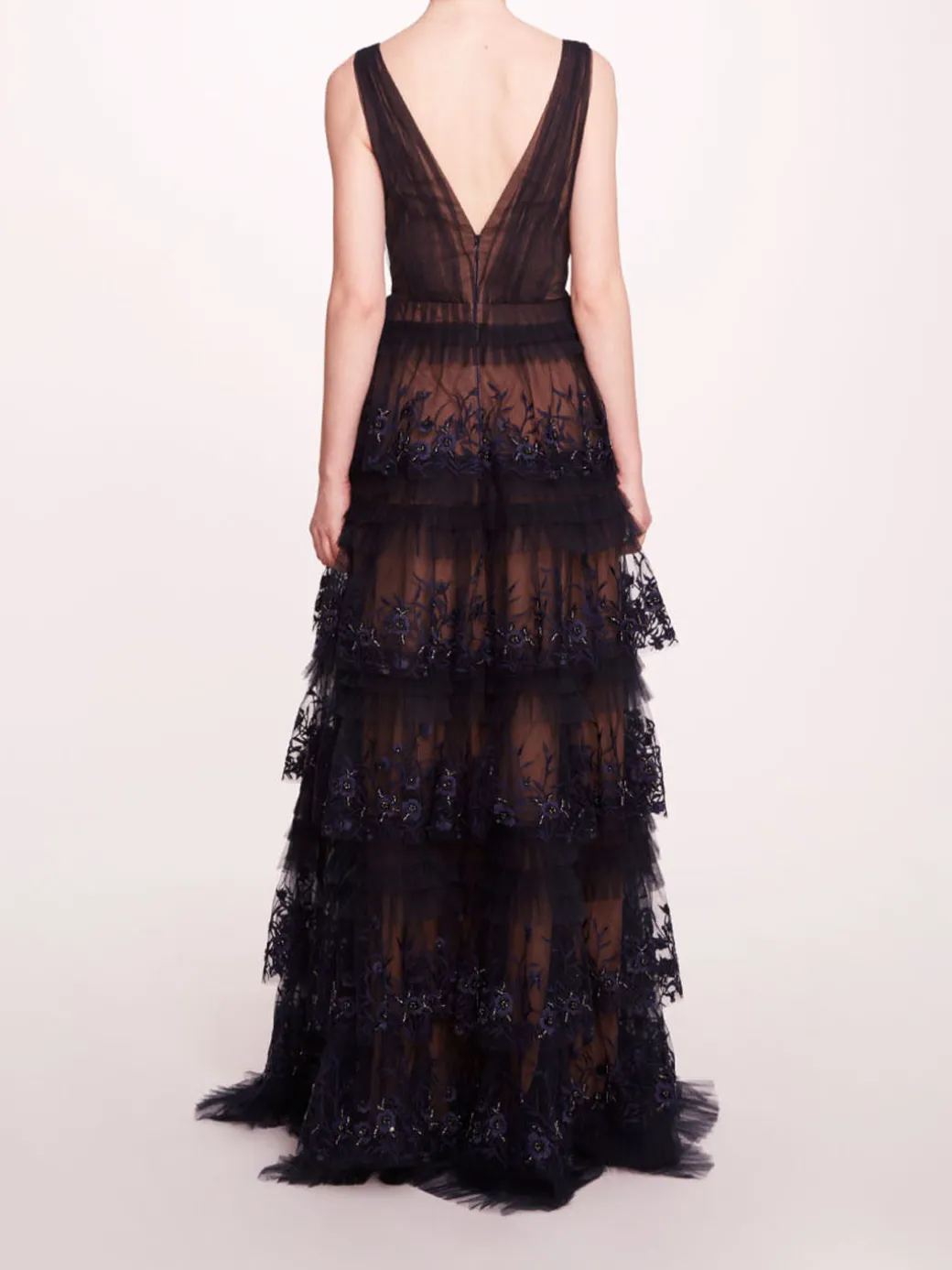 Tiered Terrarium V-Neck Gown