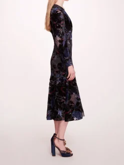 Velvet Burnout Midi Dress