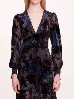 Velvet Burnout Midi Dress