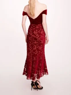 Velvet Cutwork Midi Dress
