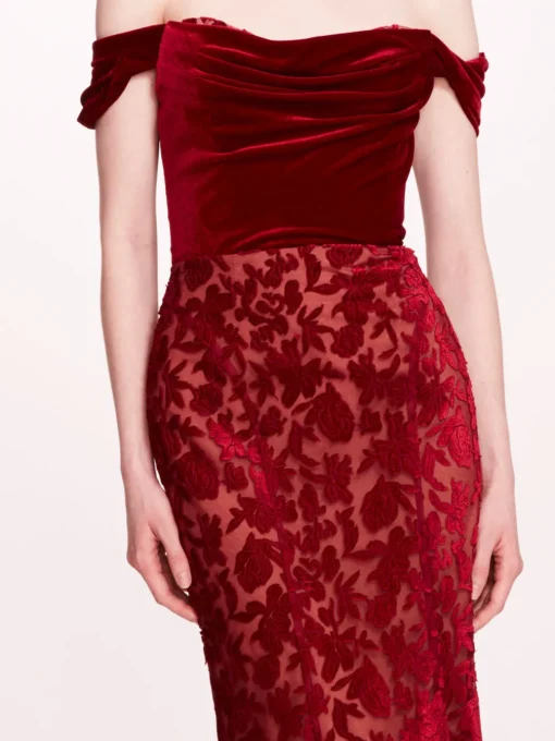 Velvet Cutwork Midi Dress