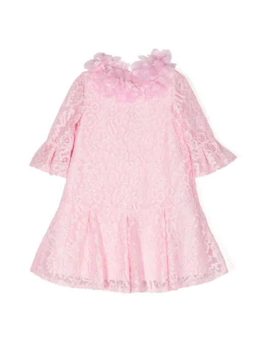 Volant-Embroidered Lace Dress