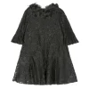 Volant-Embroidered Lace Dress