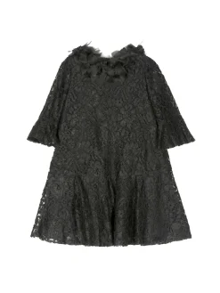 Volant-Embroidered Lace Dress