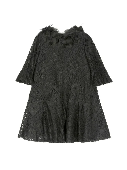 Volant-Embroidered Lace Dress