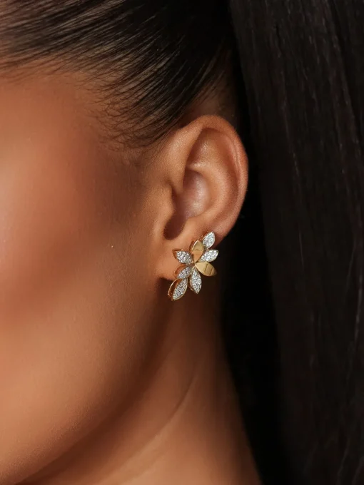 Wild Flower Yellow Gold Earrings