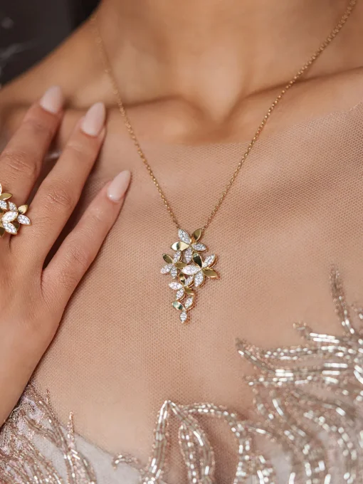 Wild Flower Yellow Gold Pendant Necklace
